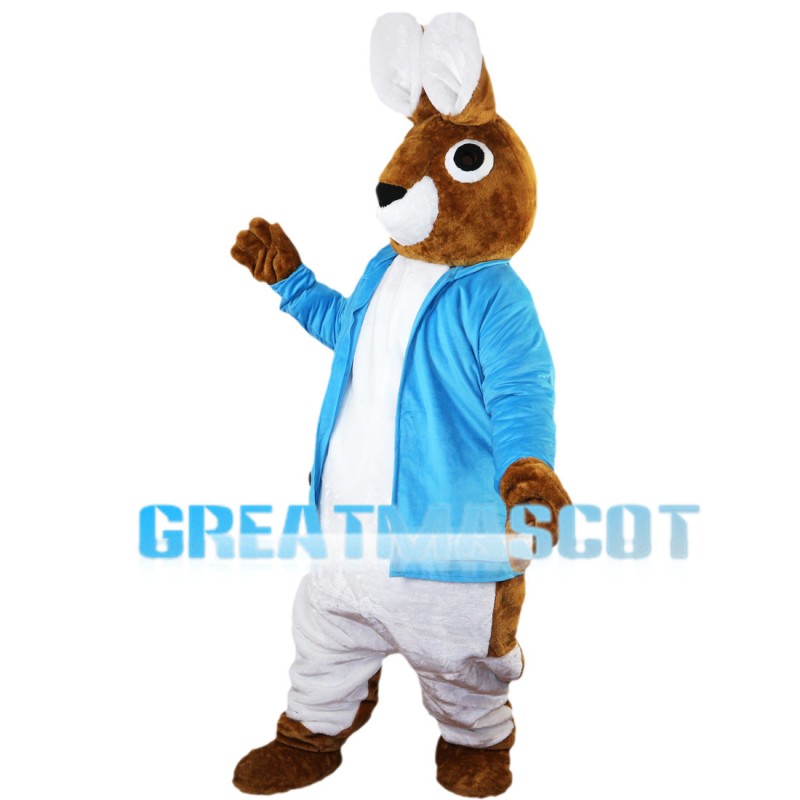 Big Rabbit With Blue Coat Mascot Costume