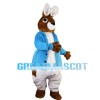 Big Rabbit With Blue Coat Mascot Costume