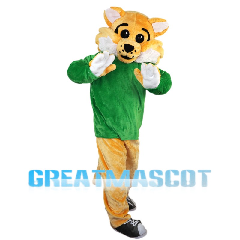 Tiger With Green Top Mascot Costume Full Set