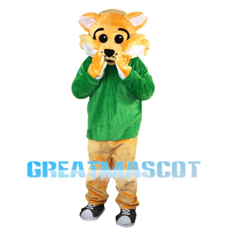 Tiger With Green Top Mascot Costume Full Set