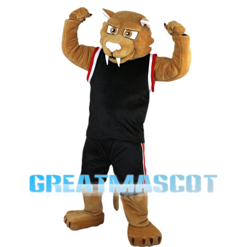 Sports Tiger With Black Set Mascot Costume