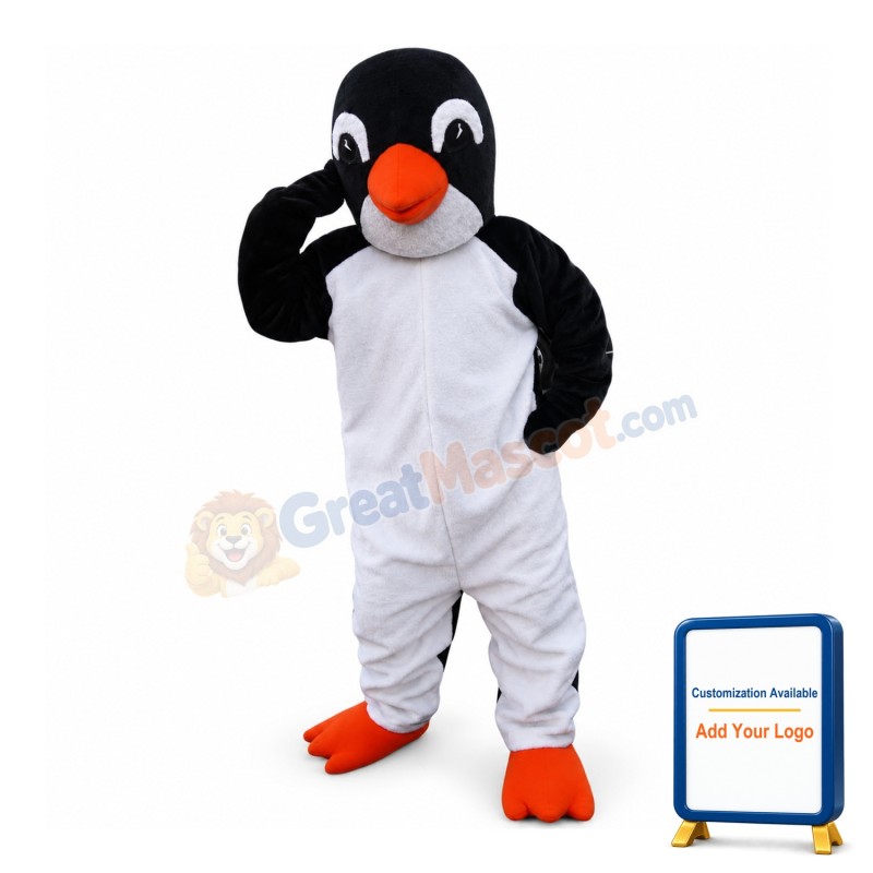 Big Penguin Covering Eyes Mascot Costume
