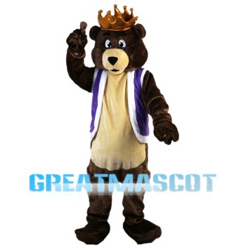 Kind Regards Bear With Crown Mascot Costume