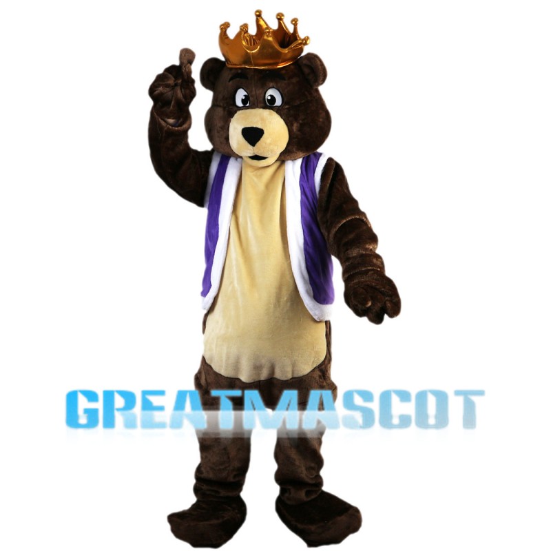Kind Regards Bear With Crown Mascot Costume