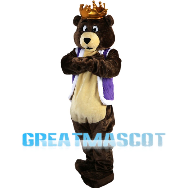 Kind Regards Bear With Crown Mascot Costume