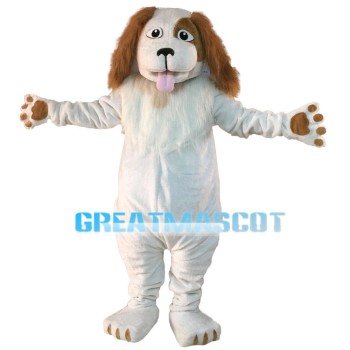 Honest White Dog With Tongue Out Mascot Costume