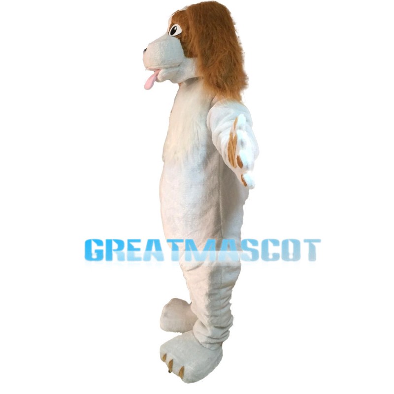 Honest White Dog With Tongue Out Mascot Costume