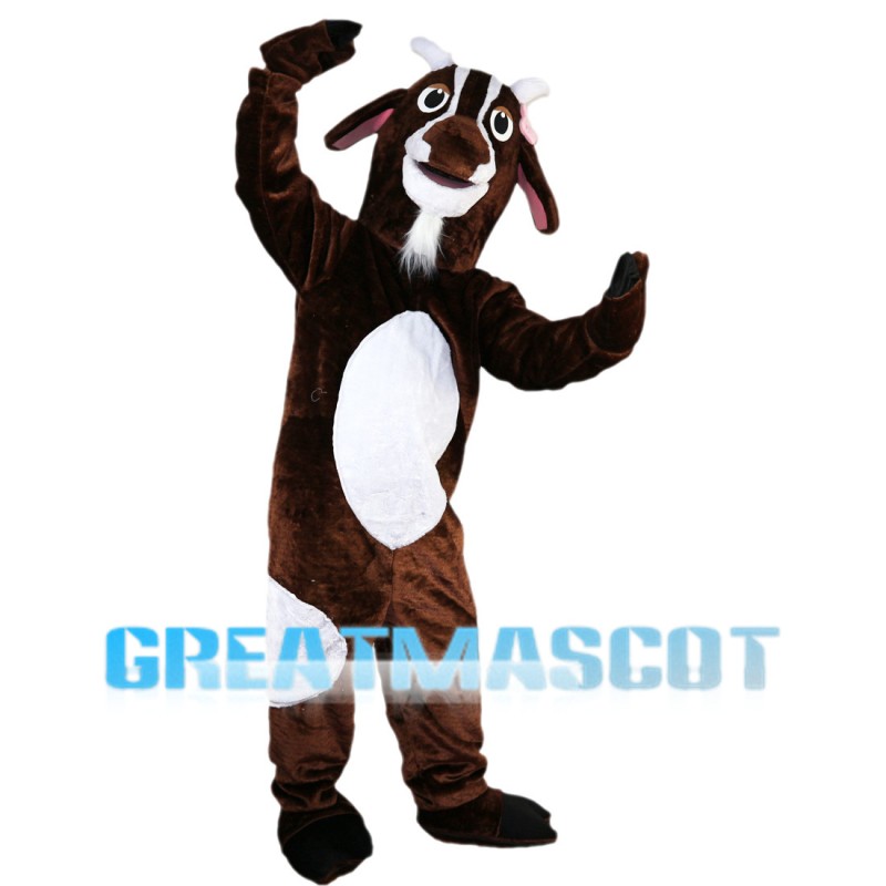 Brown Goat With Pink Flower Mascot Costume