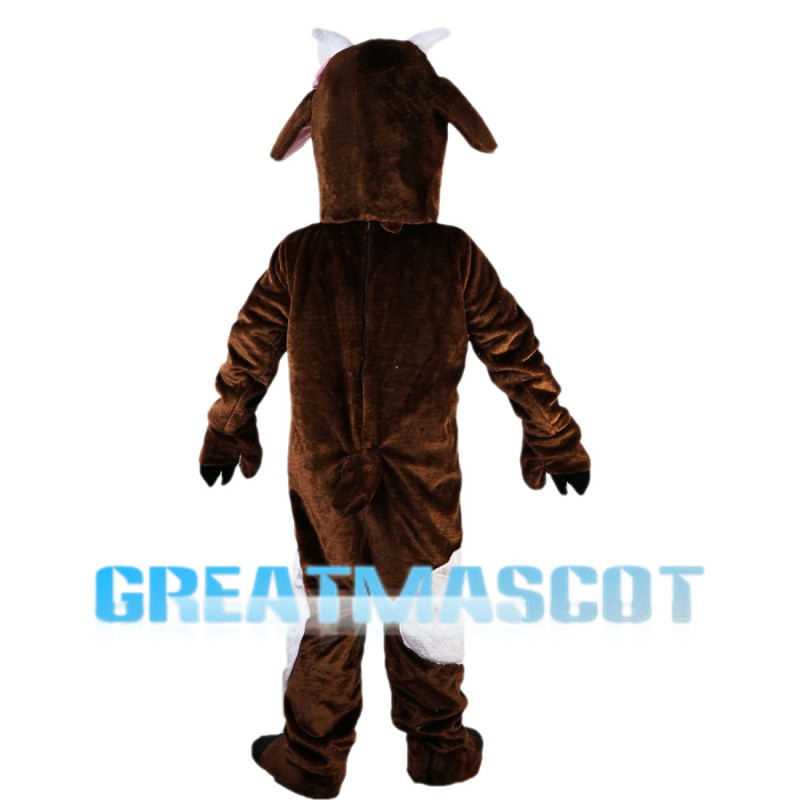 Brown Goat With Pink Flower Mascot Costume