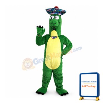 Long Head Green Dinosaur Mascot Costume