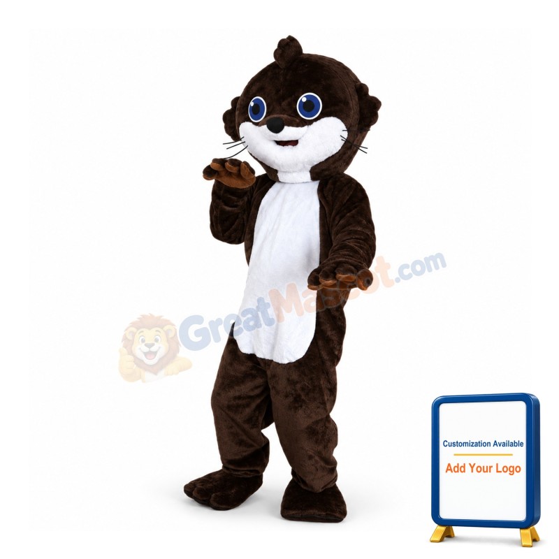 Big Head Beaver With Blue Eyes Mascot Costume