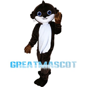 Big Head Beaver With Blue Eyes Mascot Costume