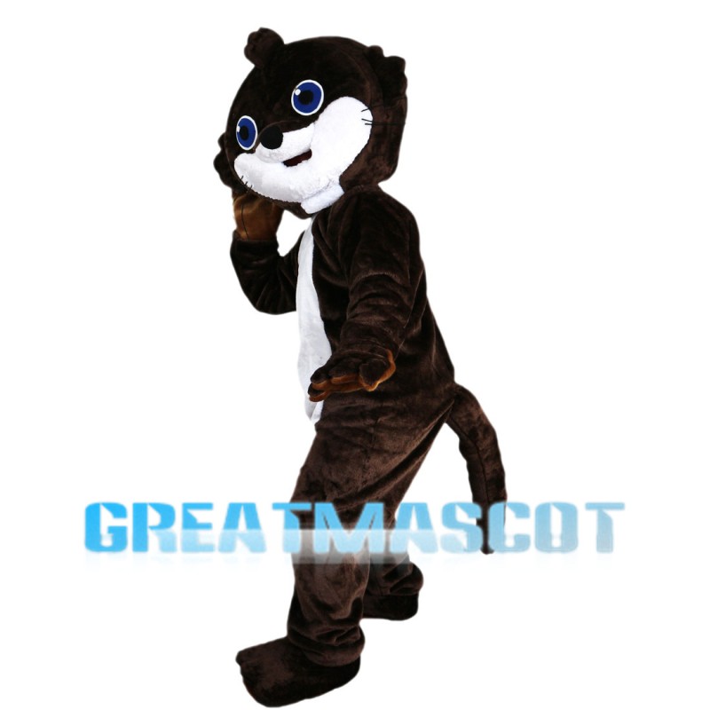 Big Head Beaver With Blue Eyes Mascot Costume