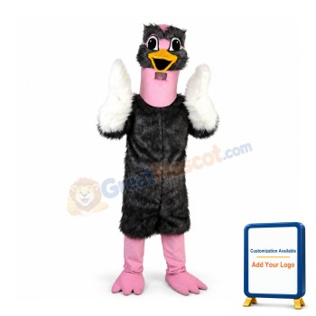 Black Ostrich With Pink Head Mascot Costume