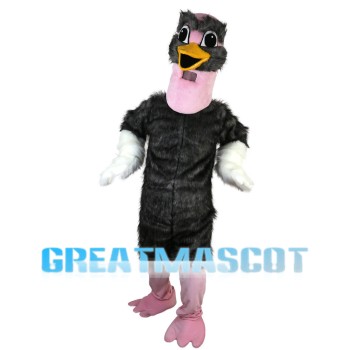Black Ostrich With Pink Head Mascot Costume