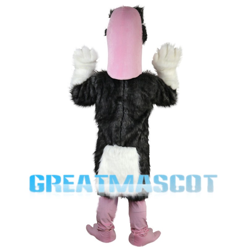 Black Ostrich With Pink Head Mascot Costume