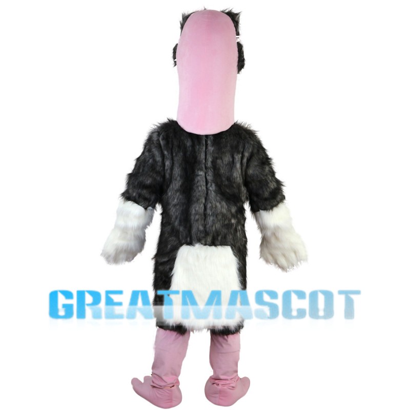 Black Ostrich With Pink Head Mascot Costume