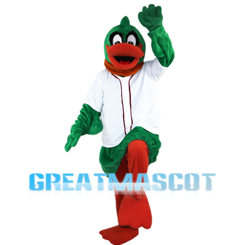 Pleased Green Duck Mascot Costume