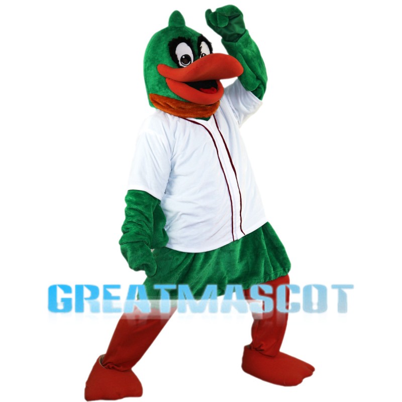 Pleased Green Duck Mascot Costume