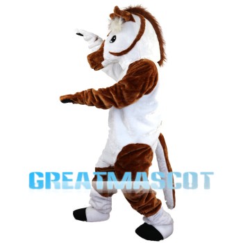 White & Brown Horse Mascot Costume