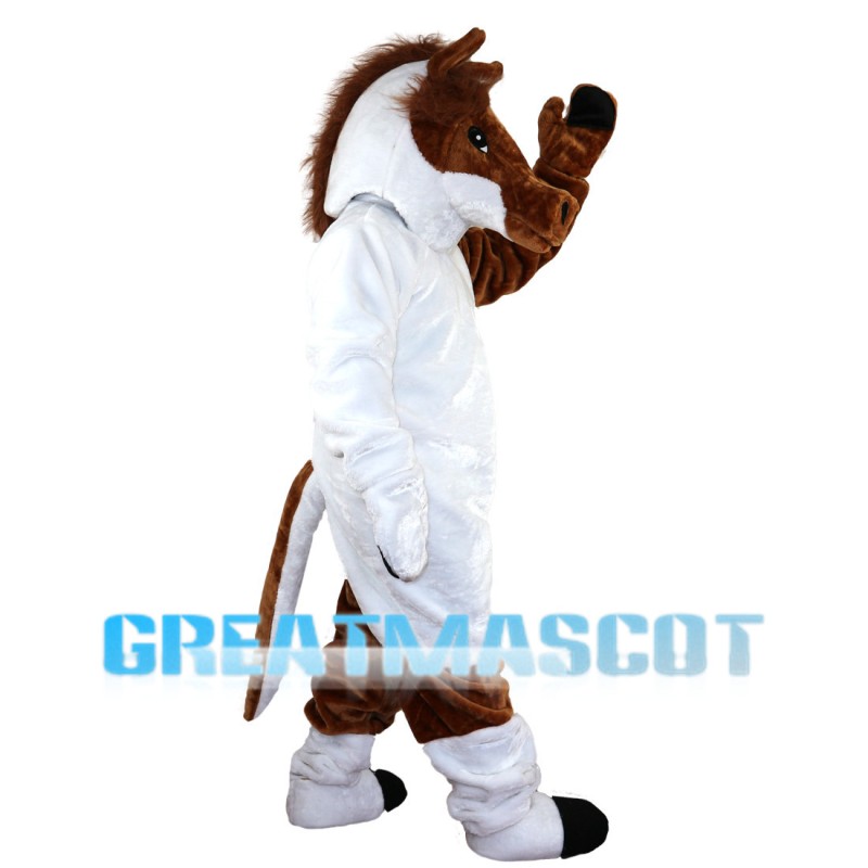 White & Brown Horse Mascot Costume