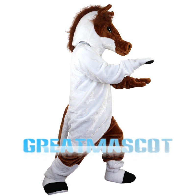White & Brown Horse Mascot Costume