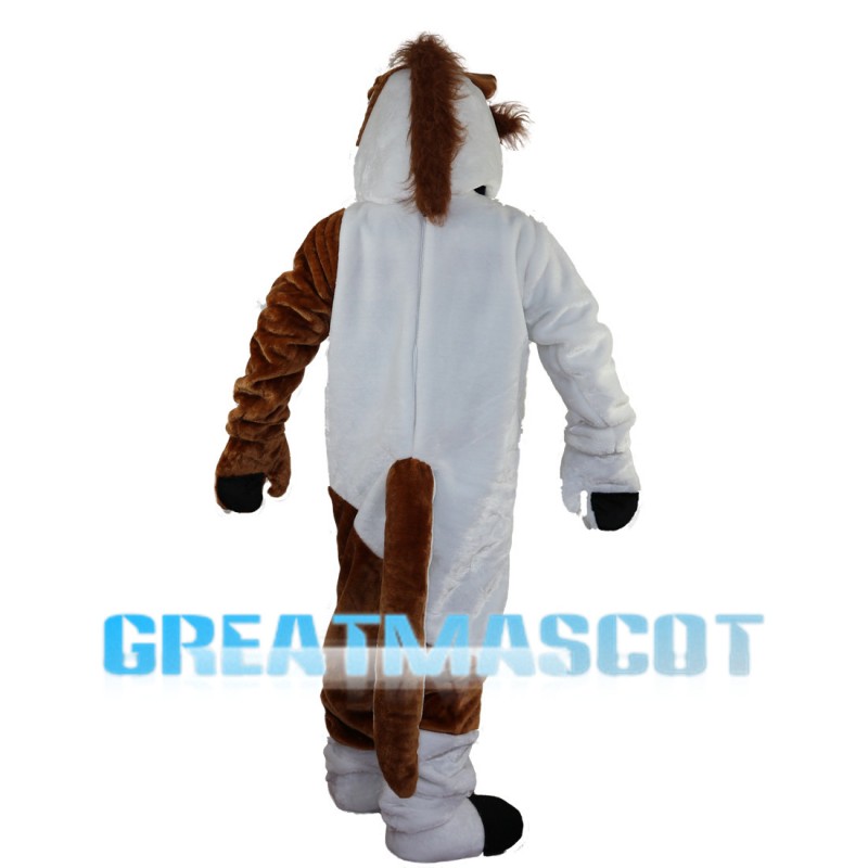 White & Brown Horse Mascot Costume