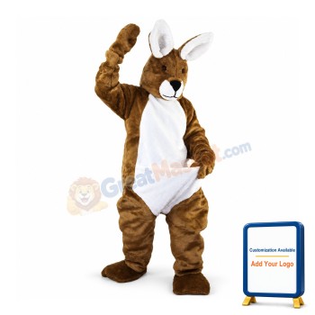 Cautious Brown Rabbit Mascot Costume