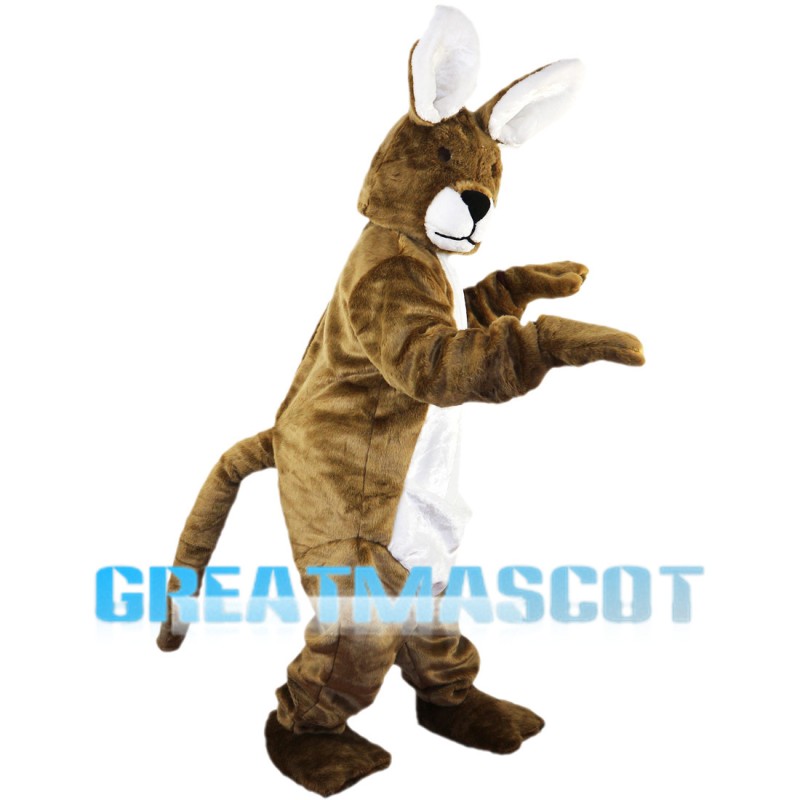 Cautious Brown Rabbit Mascot Costume