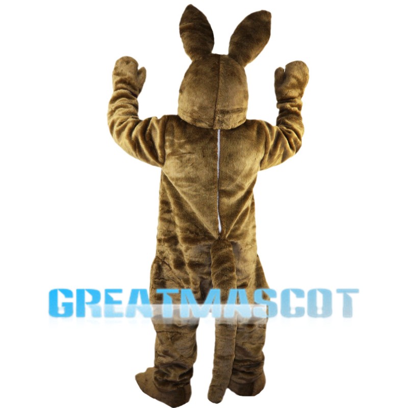 Cautious Brown Rabbit Mascot Costume