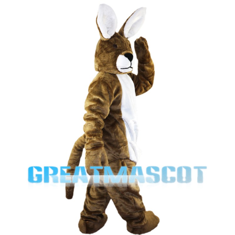 Cautious Brown Rabbit Mascot Costume
