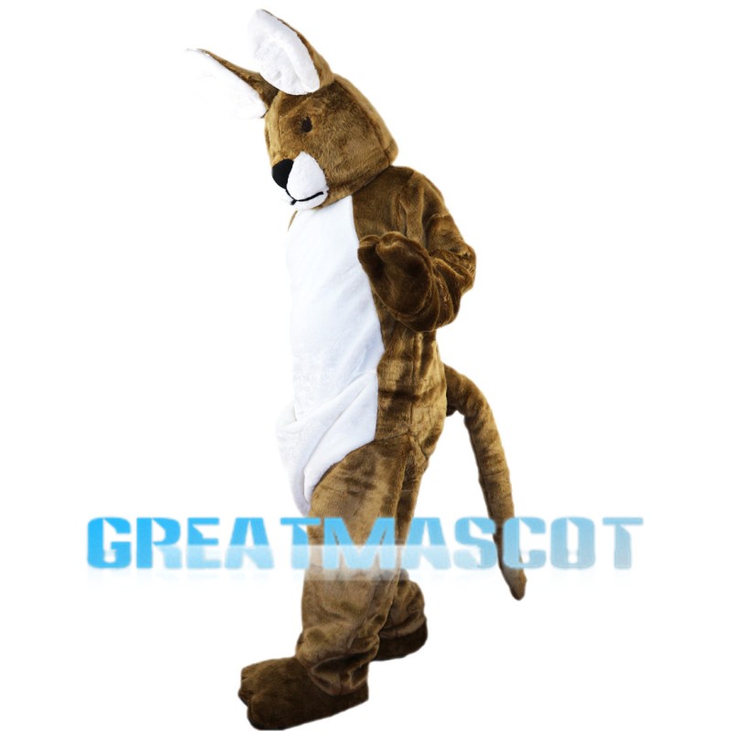 Cautious Brown Rabbit Mascot Costume