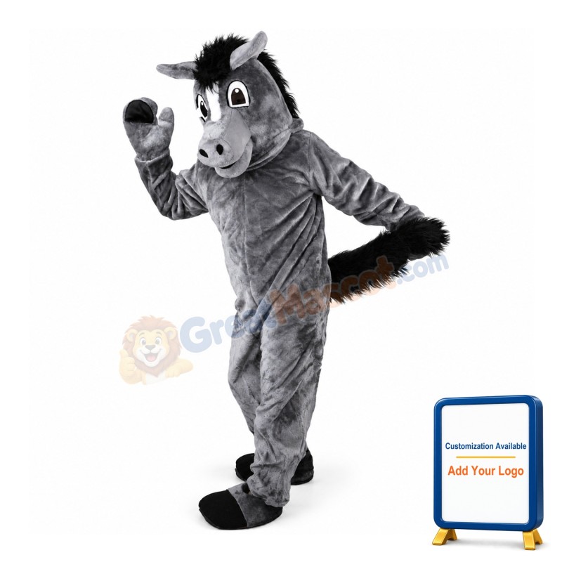 Grey Horse With Black Tail Mascot Costume