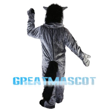 Grey Horse With Black Tail Mascot Costume