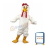 Thinking White Long Fur Chicken Mascot Costume