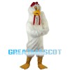 Thinking White Long Fur Chicken Mascot Costume