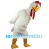Thinking White Long Fur Chicken Mascot Costume
