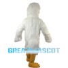 Thinking White Long Fur Chicken Mascot Costume