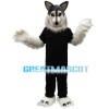 Long Fur White Wolf In Black Set Mascot Costume