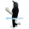Long Fur White Wolf In Black Set Mascot Costume
