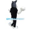 Long Fur White Wolf In Black Set Mascot Costume