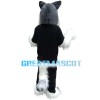 Long Fur White Wolf In Black Set Mascot Costume