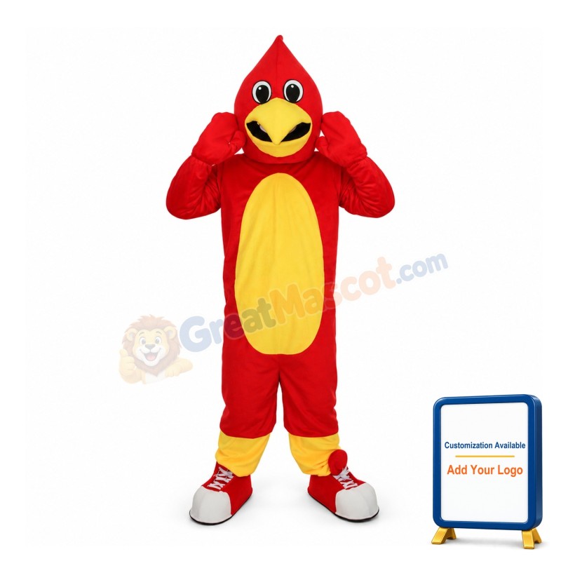 Energetic Red Bird With Sports Shoes Mascot Costume