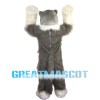 Hairy Grey & White Wolf Mascot Costume
