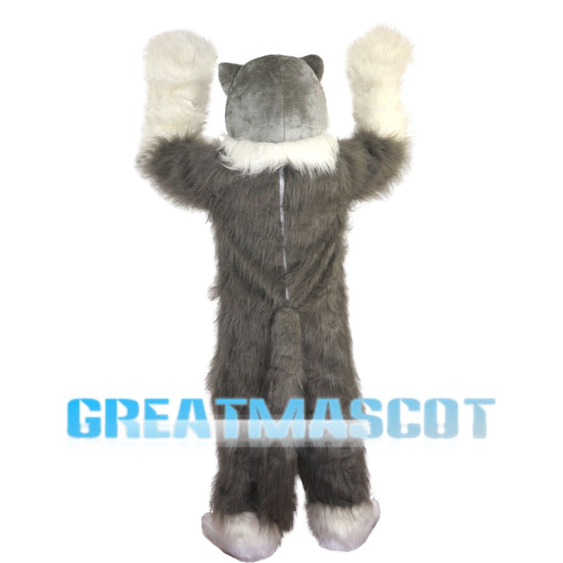 Hairy Grey & White Wolf Mascot Costume