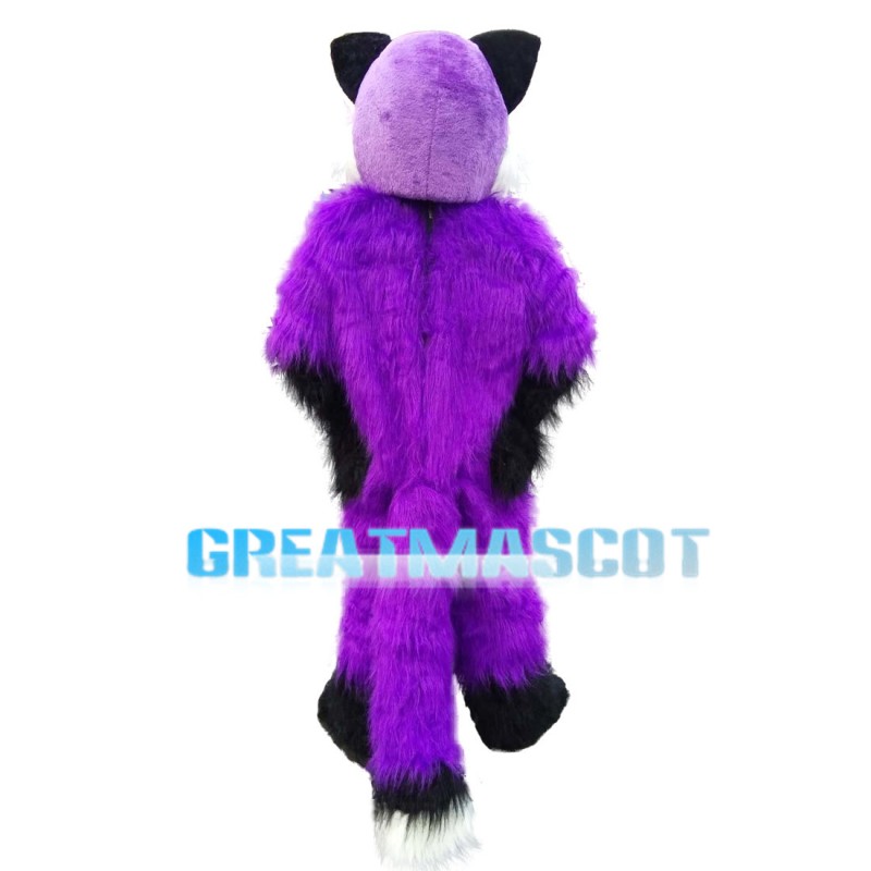Soft Furry Purple & White Wolf Mascot Costume