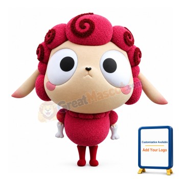 So Cute Red Sheep With Big Head Mascot Costume