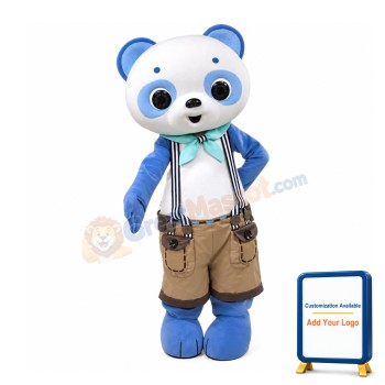 Light Blue Bear Wearing Bib Shorts Mascot Costume