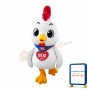 Cartoon White Chicken With Blue Scarf Mascot Costume