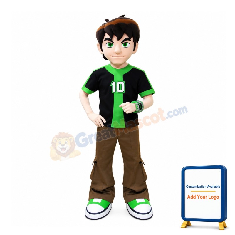 Energetic Boy With Watch Mascot Costume